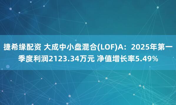 捷希缘配资 大成中小盘混合(LOF)A：2025年第一季度利润2123.34万元 净值增长率5.49%