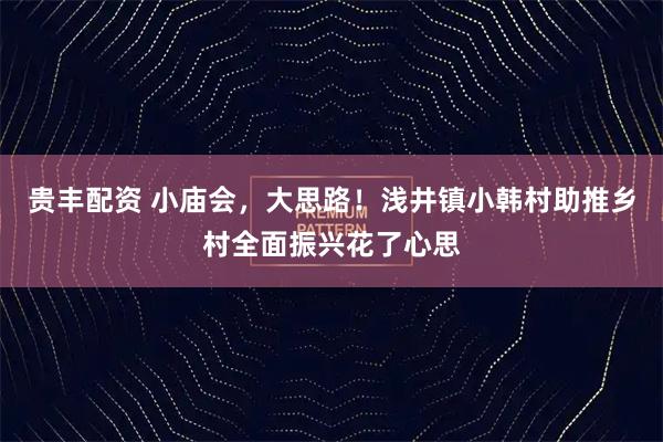 贵丰配资 小庙会,大思路!浅井镇小韩村助推乡村全面振兴花了心思