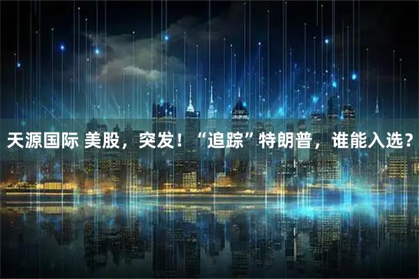 天源国际 美股，突发！“追踪”特朗普，谁能入选？